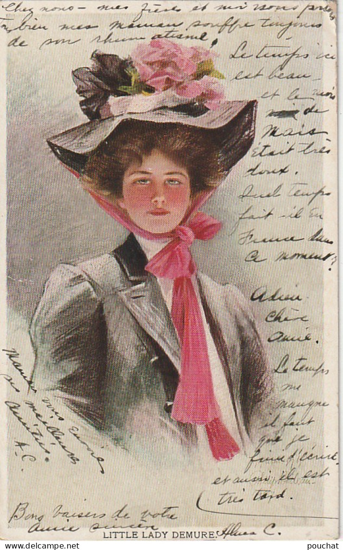 QU 7 - " LITTLE LADY DEMURE " - ILLUSTRATEUR PHILIP BOILEAU - JEUNE FEMME SEREINE CHAPEAUTEE  - 2 SCANS - Boileau, Philip