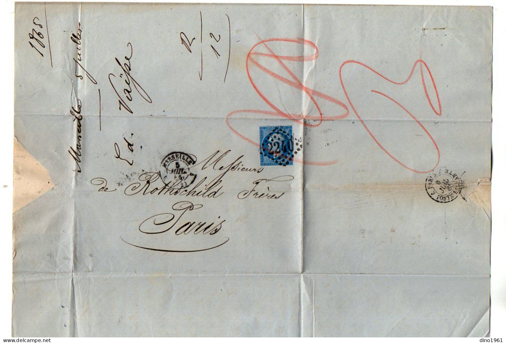 TB 4797 - 1865 - LAC - Lettre De M. Edouard VAÏSSE, Agent De Change à MARSEILLE Pour M. De ROTHSCHILD Frères à PARIS - 1849-1876: Klassik