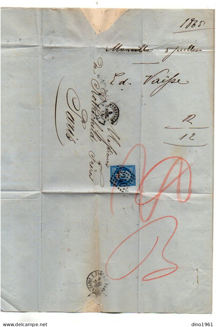 TB 4797 - 1865 - LAC - Lettre De M. Edouard VAÏSSE, Agent De Change à MARSEILLE Pour M. De ROTHSCHILD Frères à PARIS - 1849-1876: Classic Period