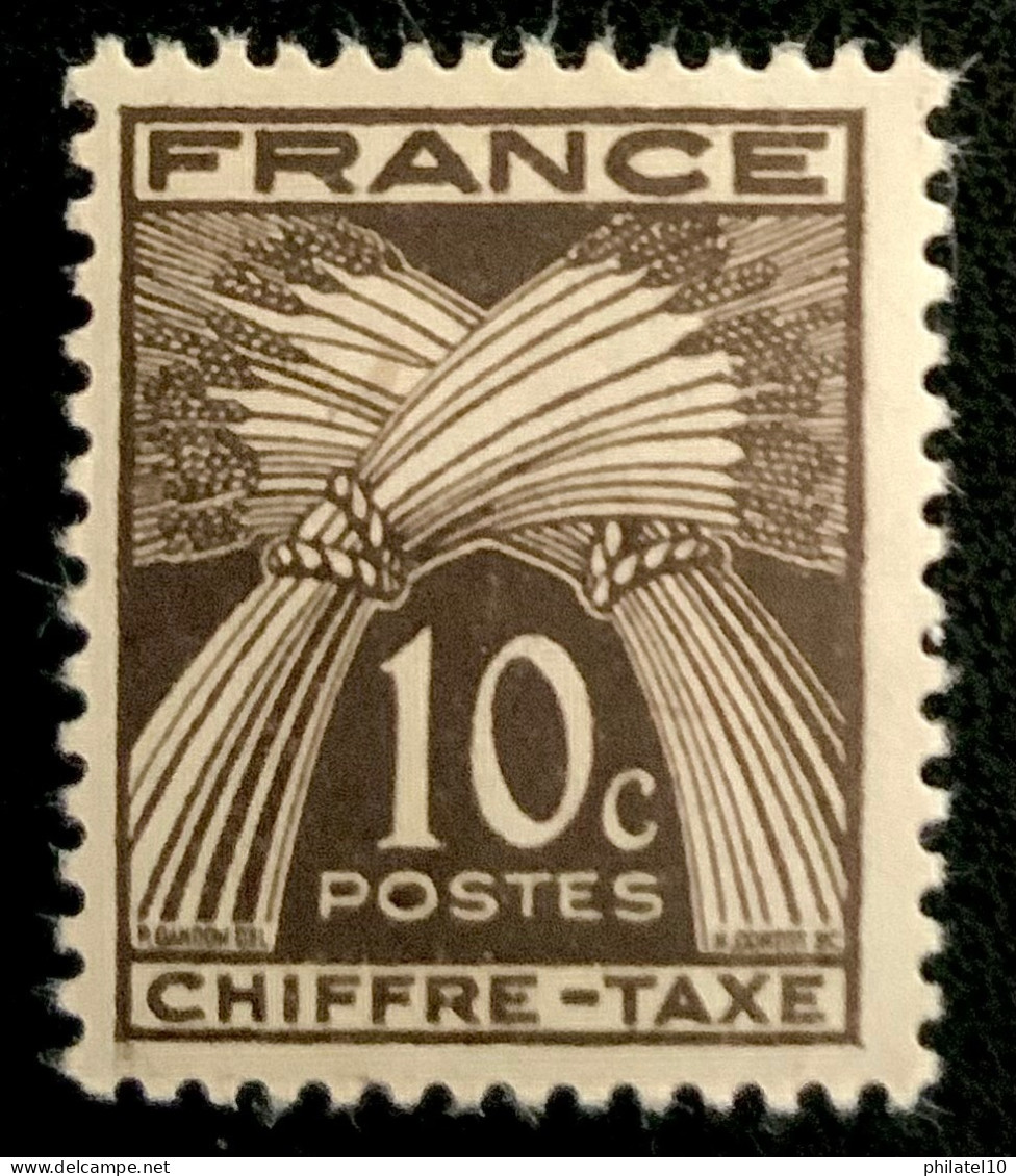 1943 FRANCE N 67 CHIFFRE TAXE 10c TYPE GERBES DE BLÉ - NEUF** - 1859-1959 Mint/hinged