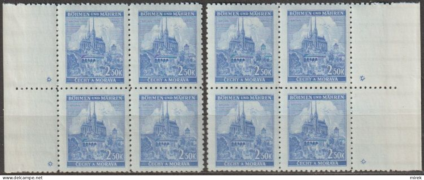 059/ Pof. 60, Ultramarine, Border 4-blocks, Plate Mark * - Ungebraucht