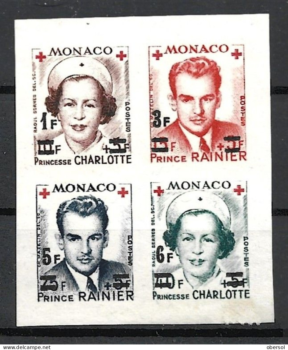 Monaco 1951 Imperforated Red Cross With Overprints MNG (Mint No Gum) ** - Ongebruikt