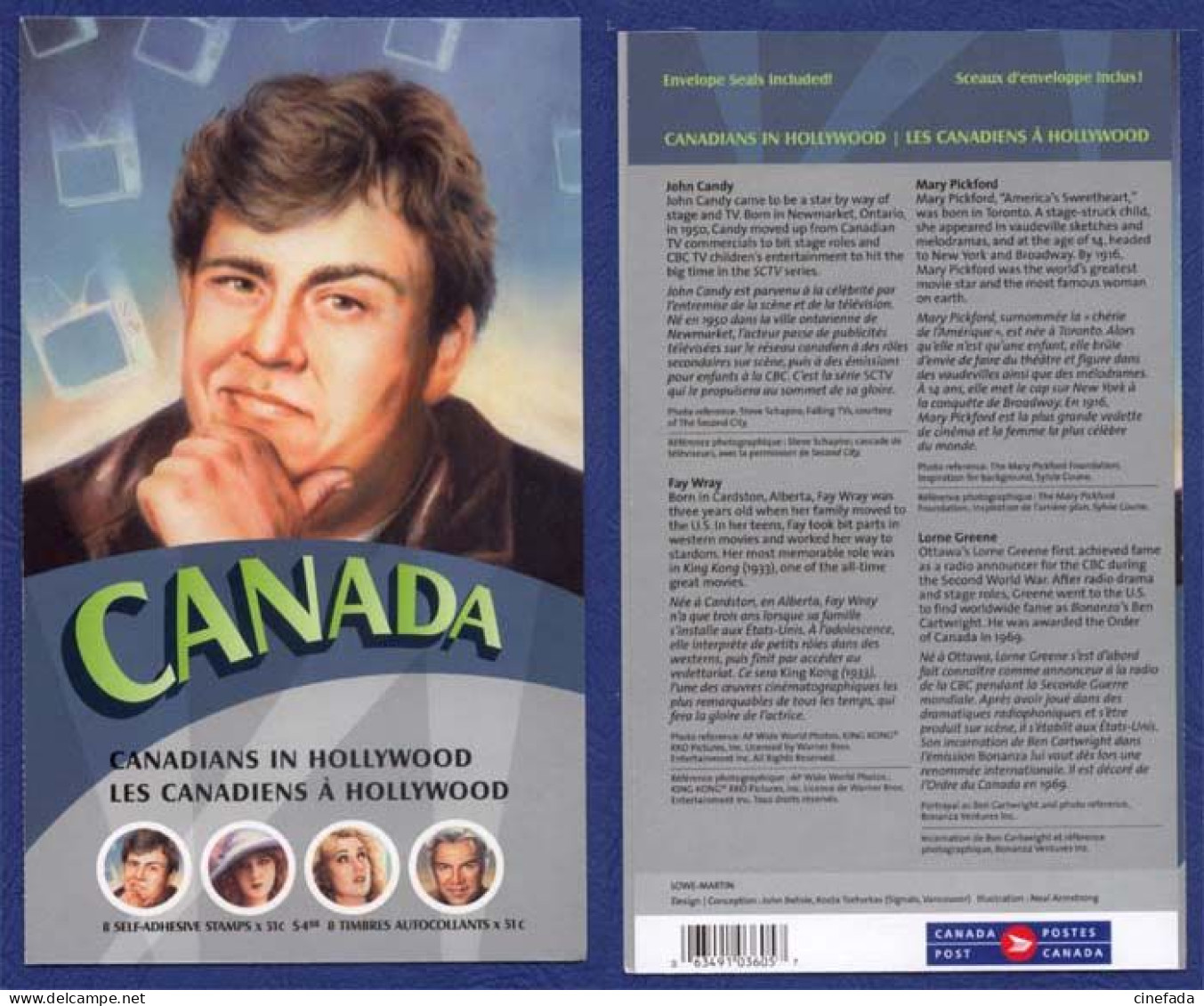 CANADA JOHN CANDY Acteur Dans JFK. Les Canadiens à Hollywood. Carnet. Boocklet 2215 YT Neuf **. Cinéma, Film, Movie. - Cinema