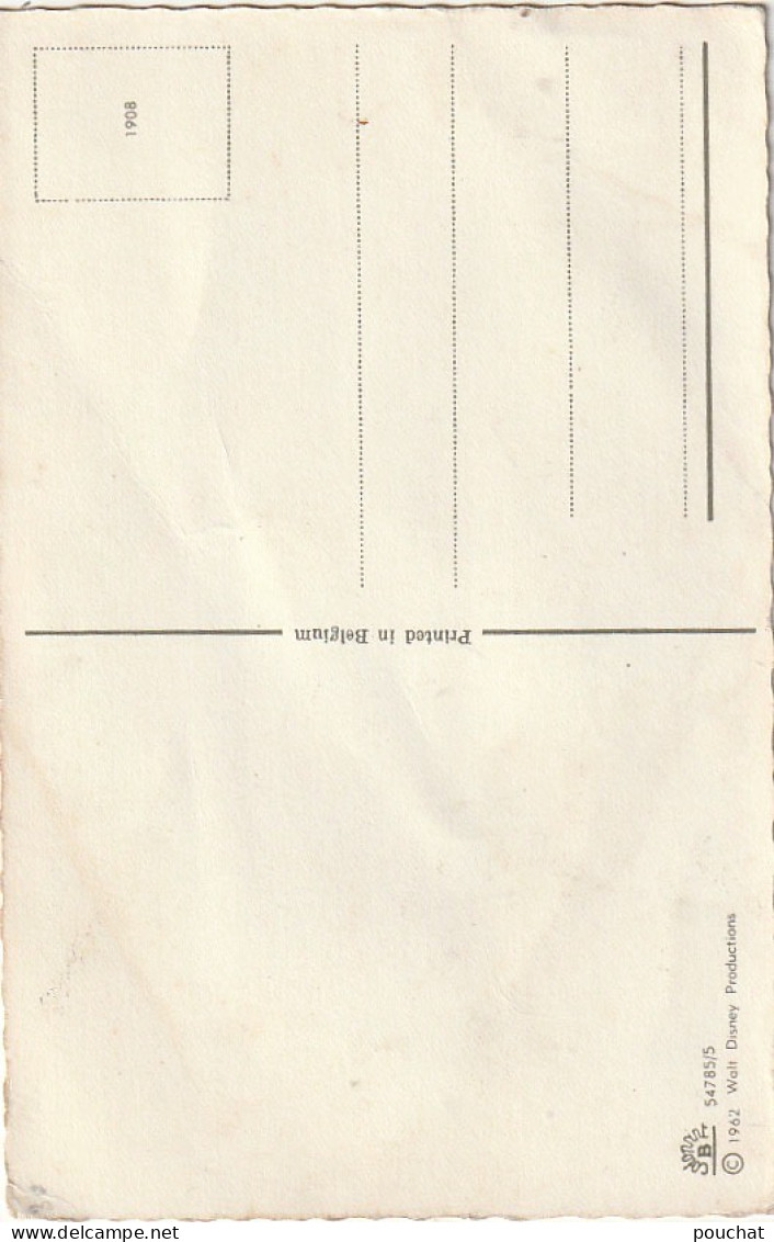 QU 9- MICKEY JOUANT DE LA GROSSE CAISSE ET DONALD AVEC UN BOUQUET DE FLEURS - DISNEY PRODUCTIONS 1962-  2 SCANS - Sonstige & Ohne Zuordnung