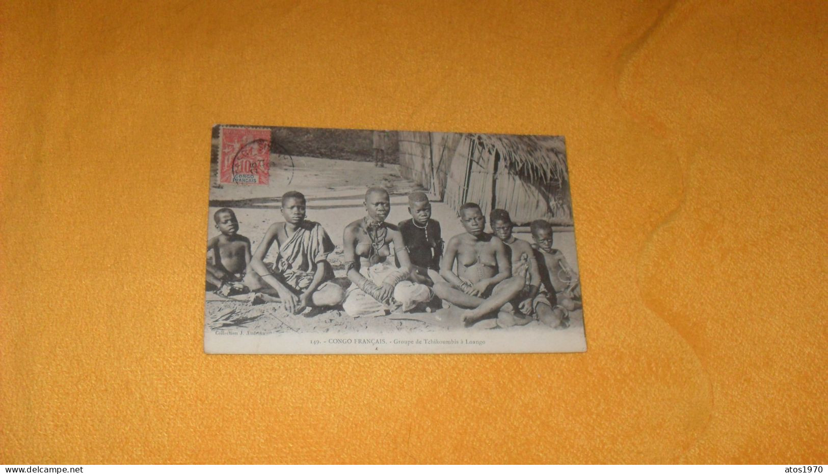 CARTE POSTALE ANCIENNE CIRCULEE DE 1906../ CONGO FRANCAIS.- GROUPE DE TCHIKOUMBIS A LOANGO..CACHETS + TIMBRE - French Congo