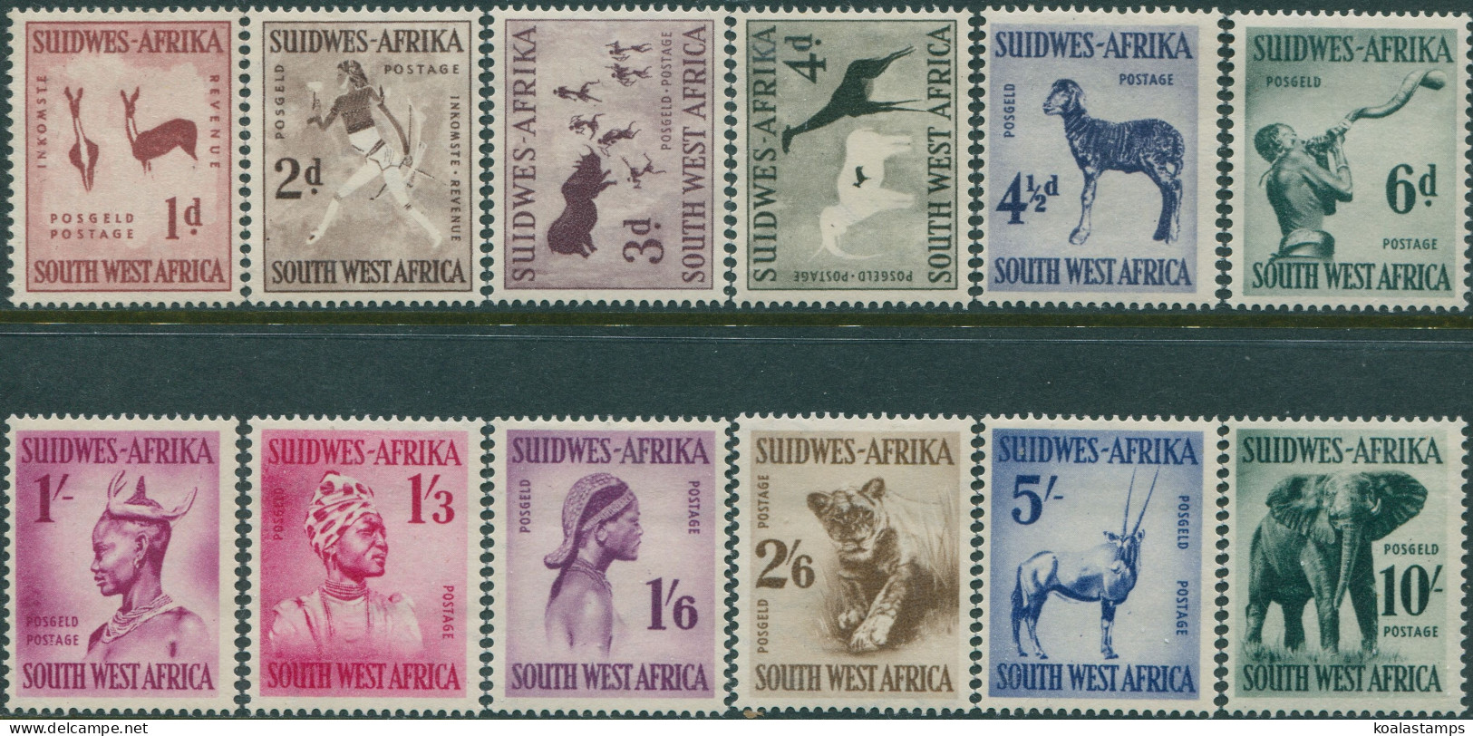 South West Africa 1954 SG154-165 Rock Paintings Natives Animals Set MLH - Namibie (1990- ...)