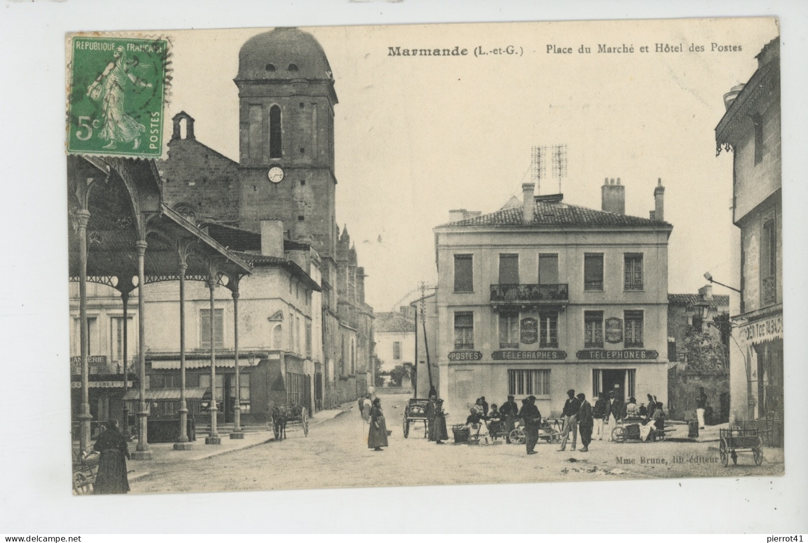 MARMANDE - Place Du Marché Et Hôtel Des Postes - Marmande