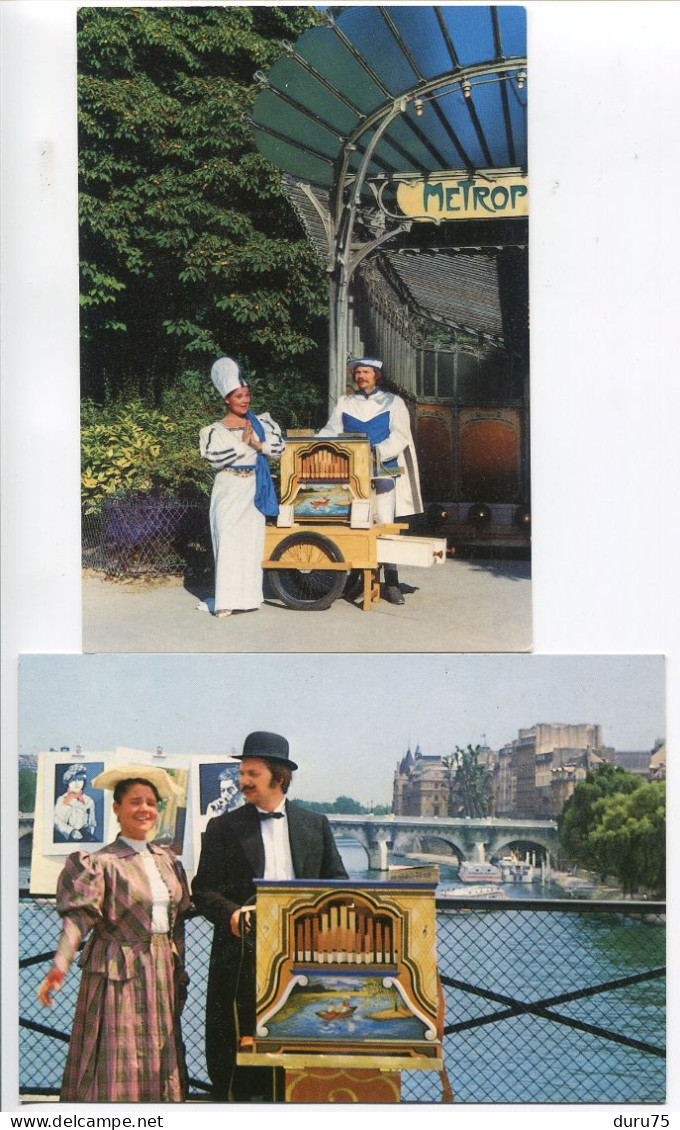 LOT 2 CPM 10 X 15 PARIS CLARA & DOMINIQUE JEAN Troubadours Du Dimanche * Métro Porte Dauphine - Musiciens Orgue - Musique Et Musiciens