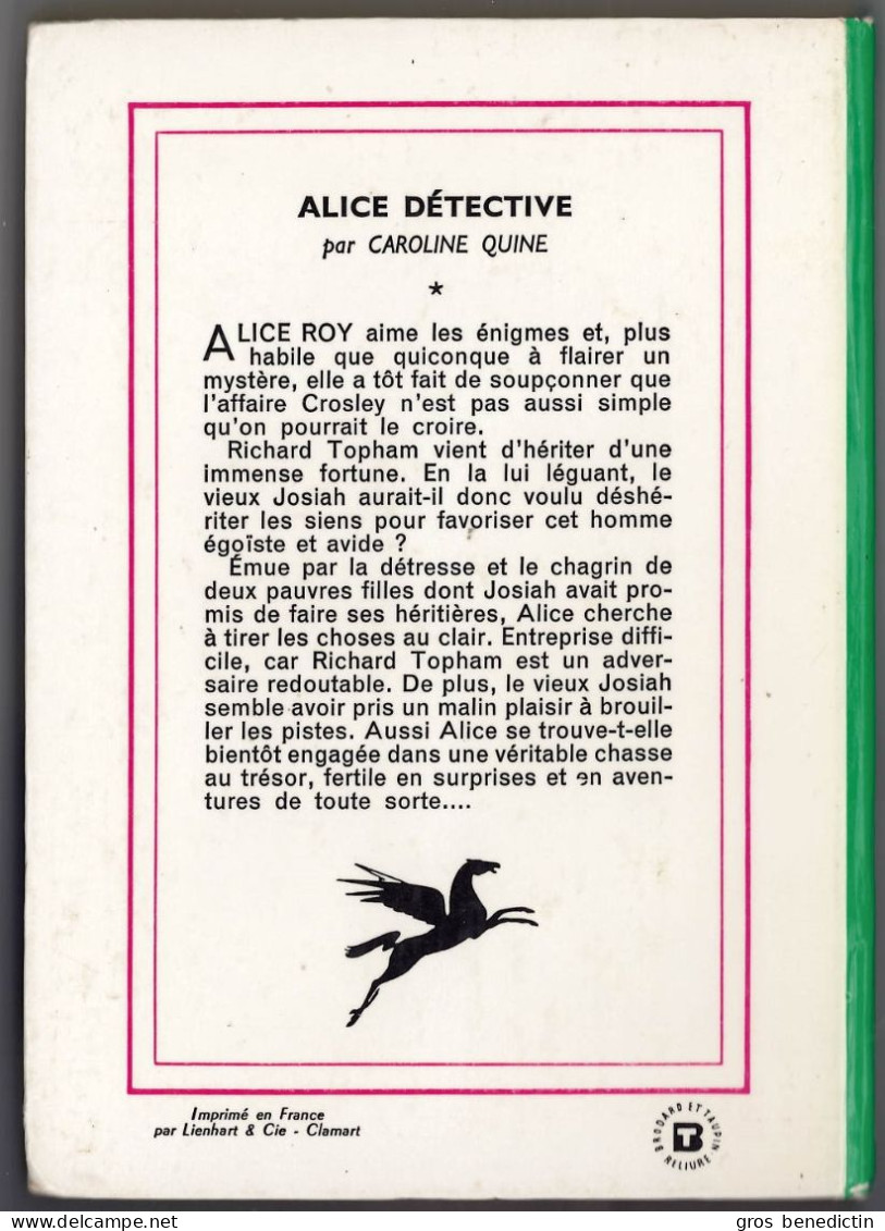 Hachette - Bibliothèque Verte N°133 - Caroline Quine - "Alice Détective" - 1966 - #Ben&Alice - Bibliotheque Verte