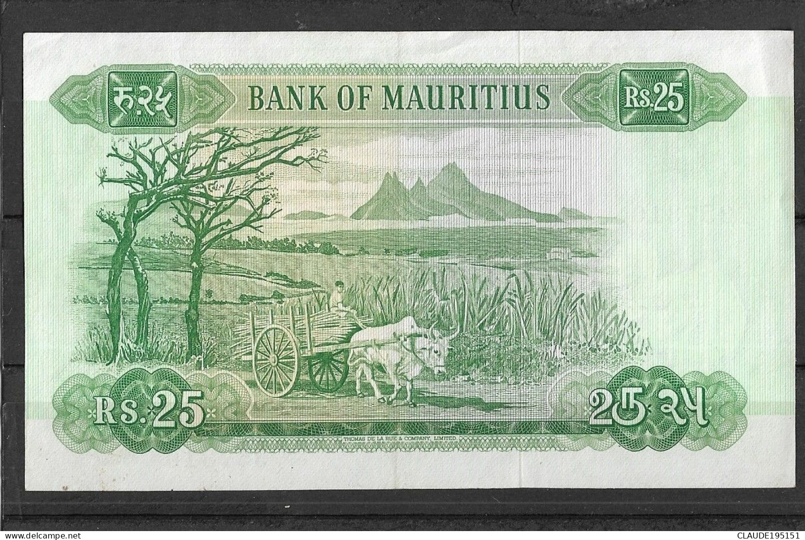 MAURICE      BILLET  25  RS  1967 - Mauritius