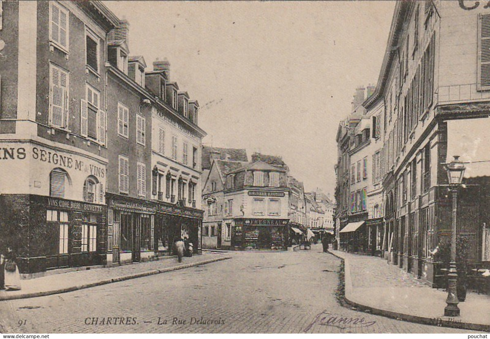 QU II-(28) CHARTRES - LA RUE DELACROIX - COMMERCES  - 2 SCANS - Chartres