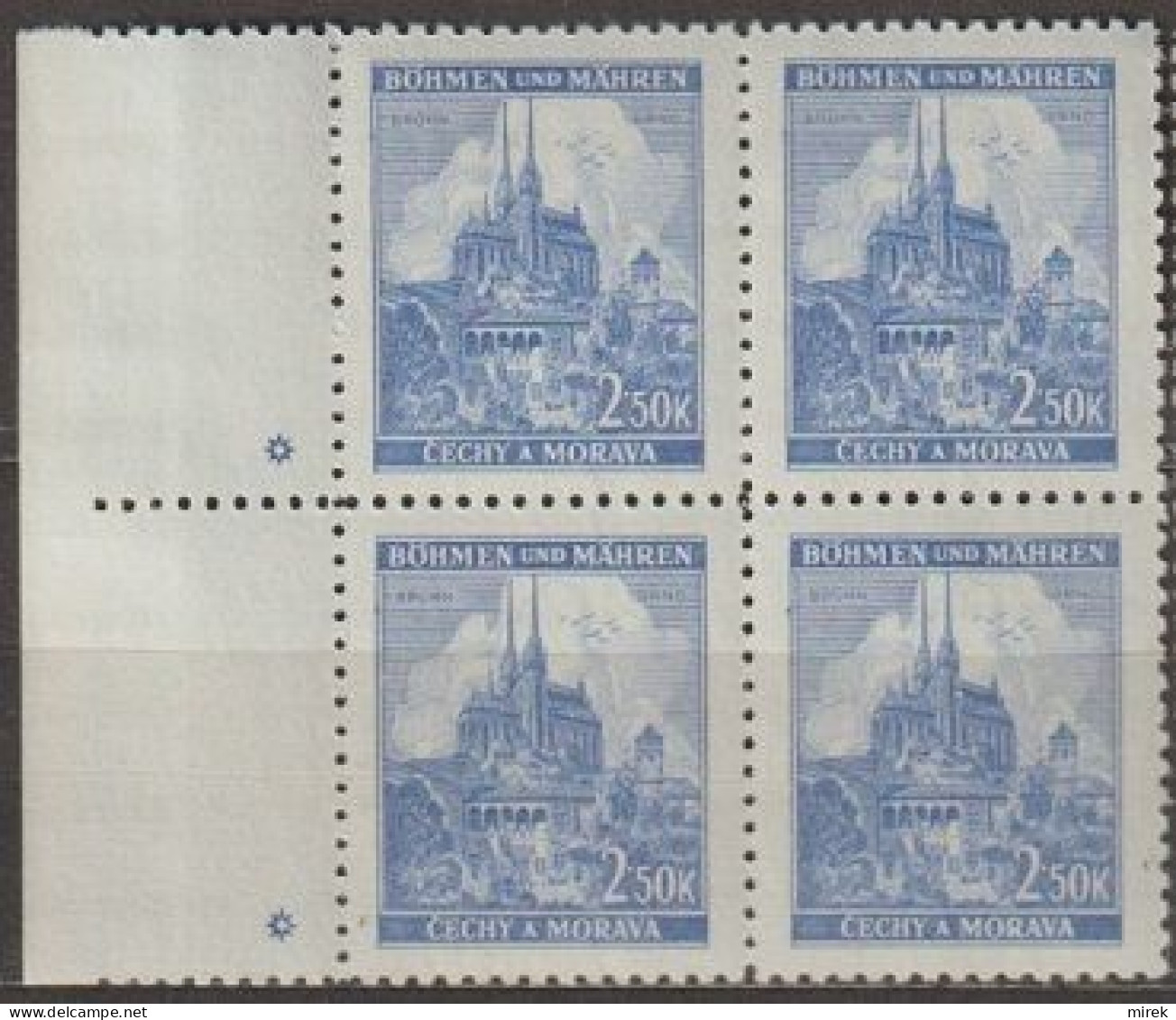 061/ Pof. 60, Dark Grey Blue, Border 4-block, Plate Mark * - Unused Stamps