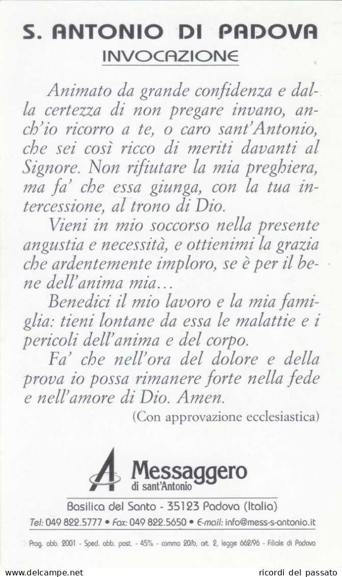 Santino S.antonio Di Padova - Devotieprenten