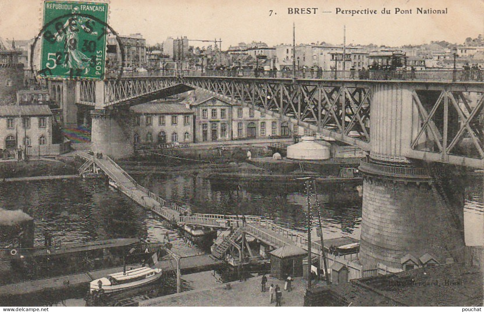 QU13-(29) BREST - PERSPECTIVE DU PONT NATIONAL - TRAMWAY - 2 SCANS - Brest