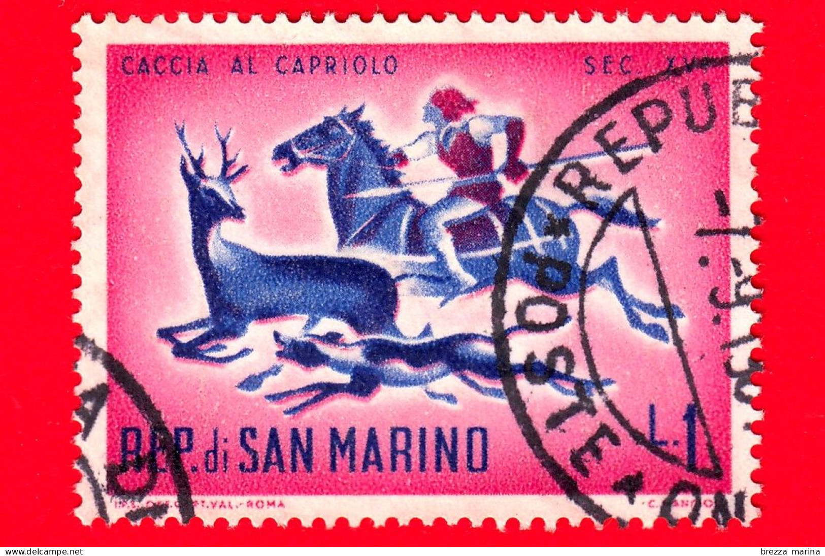 SAN MARINO - Usato - 1961 - Caccia Antica - Caccia Al Capriolo - 1 - Used Stamps