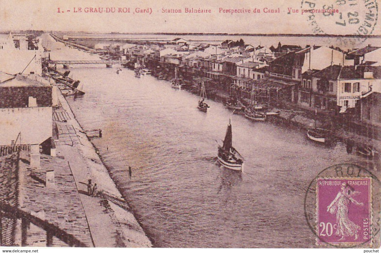 QU 14 -(30) LE GRAU DU ROI - PERSPECTIVE DU CANAL - VUE PANORAMIQUE - 2 SCANS  - Le Grau-du-Roi