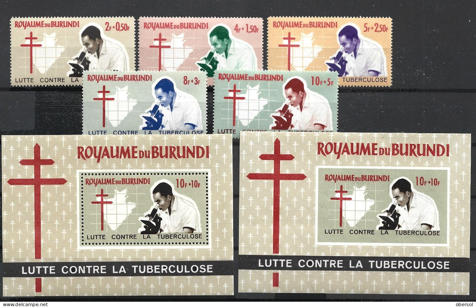 Burundi 1965 Red Cross Two Souvenir Sheets Perf And Imperf And Set Complete MNH - Ungebraucht