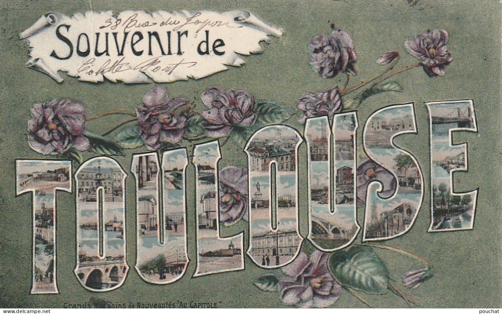 QU 15-(31) SOUVENIR DE TOULOUSE - CARTE FANTAISIE COLORISEE - LETTRES MULTIVUES - 2 SCANS - Toulouse