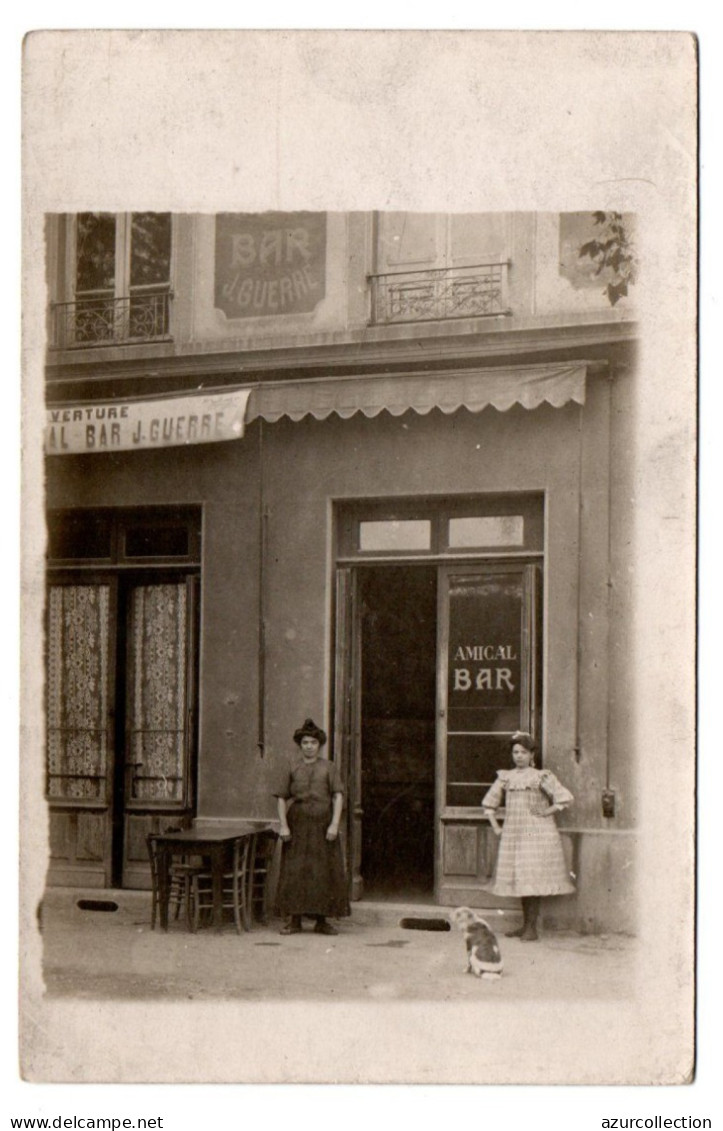 Devanture De " L'Amiral Bar ". Maison J. Guerre. Carte Photo Animée Non Située - Cafes