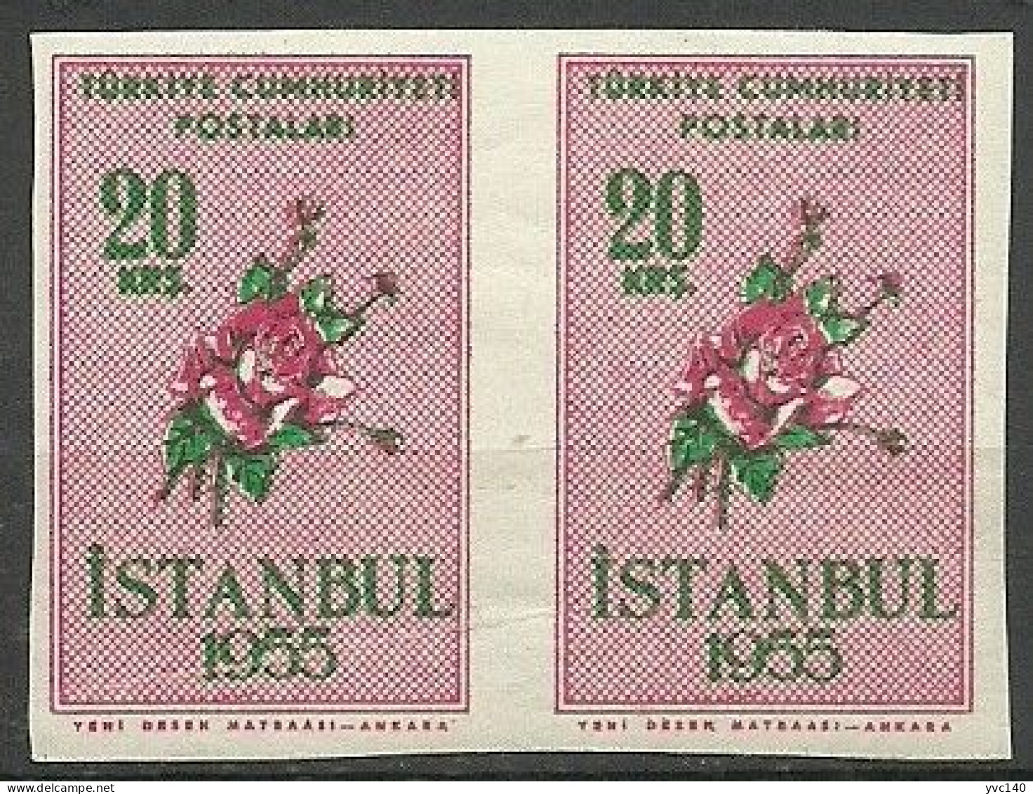 Turkey; 1955 Istanbul Spring And Flower Festivity 20 K. ERROR "Imperf. Pair" - Ongebruikt