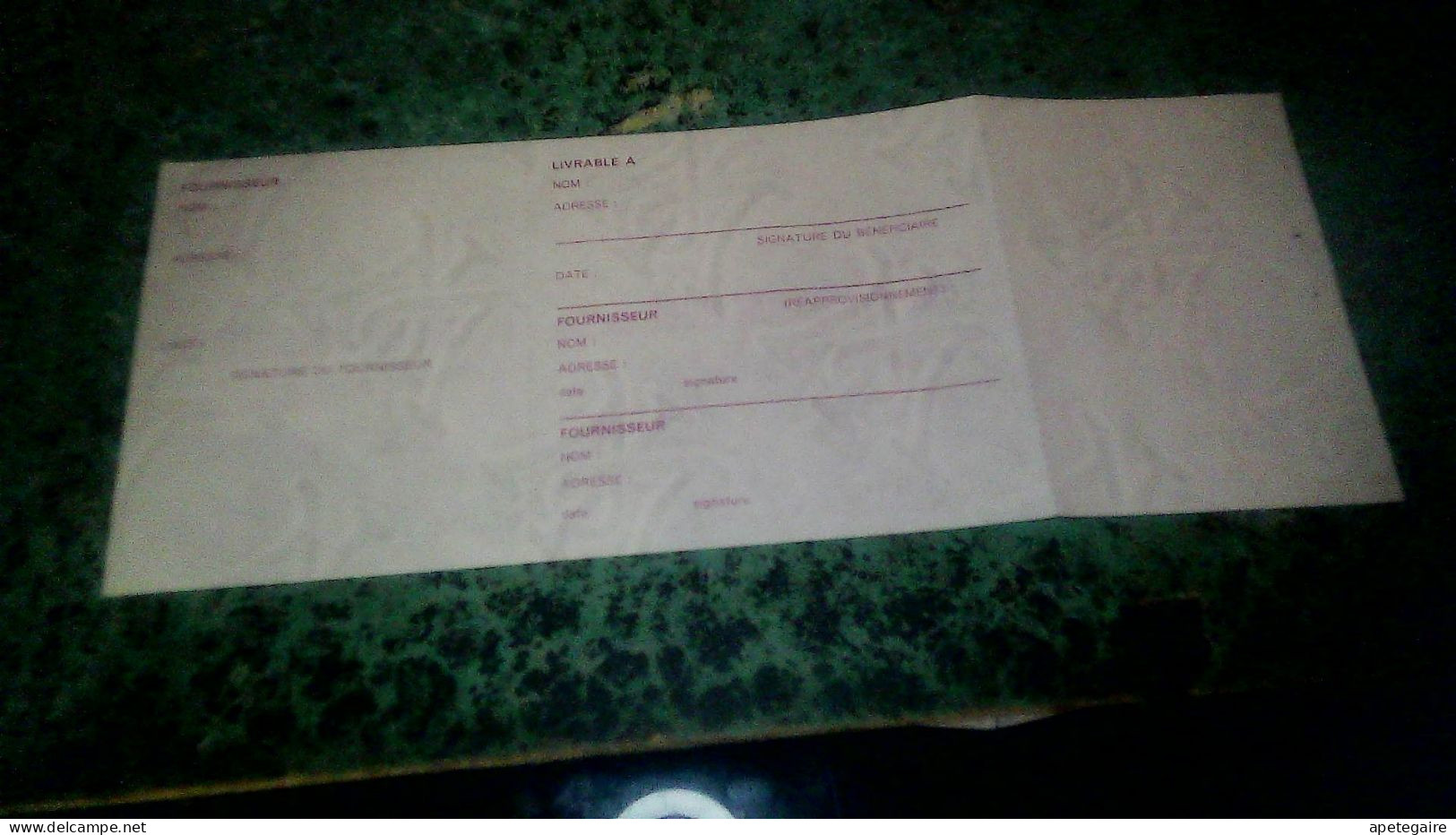 Vieux Papier Ticket Bon Non Rempli Pour Du Fuel -oil Domestique - Unclassified