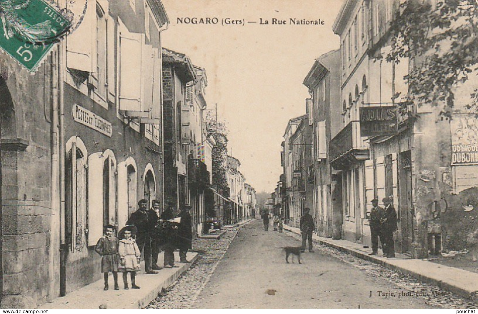 QU 17-(32) NOGARO - LA RUE NATIONALE - POSTES ET TELEGRAPHES - VILLAGEOIS - 2 SCANS - Nogaro