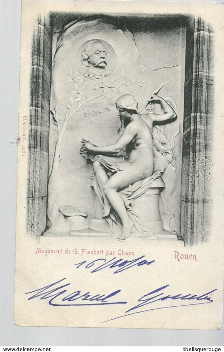 76 ROUEN  MONUMENT FLAUBERT PAR CHAPU PRECURSEUR 1901 TIMBRE 1 SAGES - Rouen