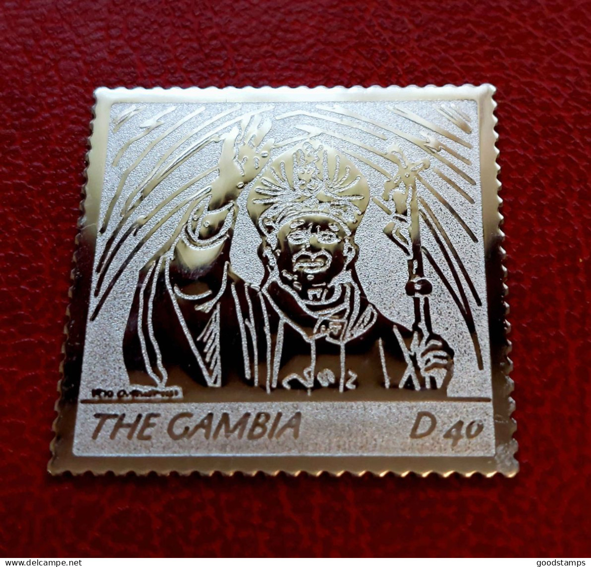 Gambia 2005, Pope John Paul II With Papal Ferula , Sterling Silver Foil/embossed Stamp, Death Of The Pope,MNH , Mi. 5565 - Gambie (1965-...)