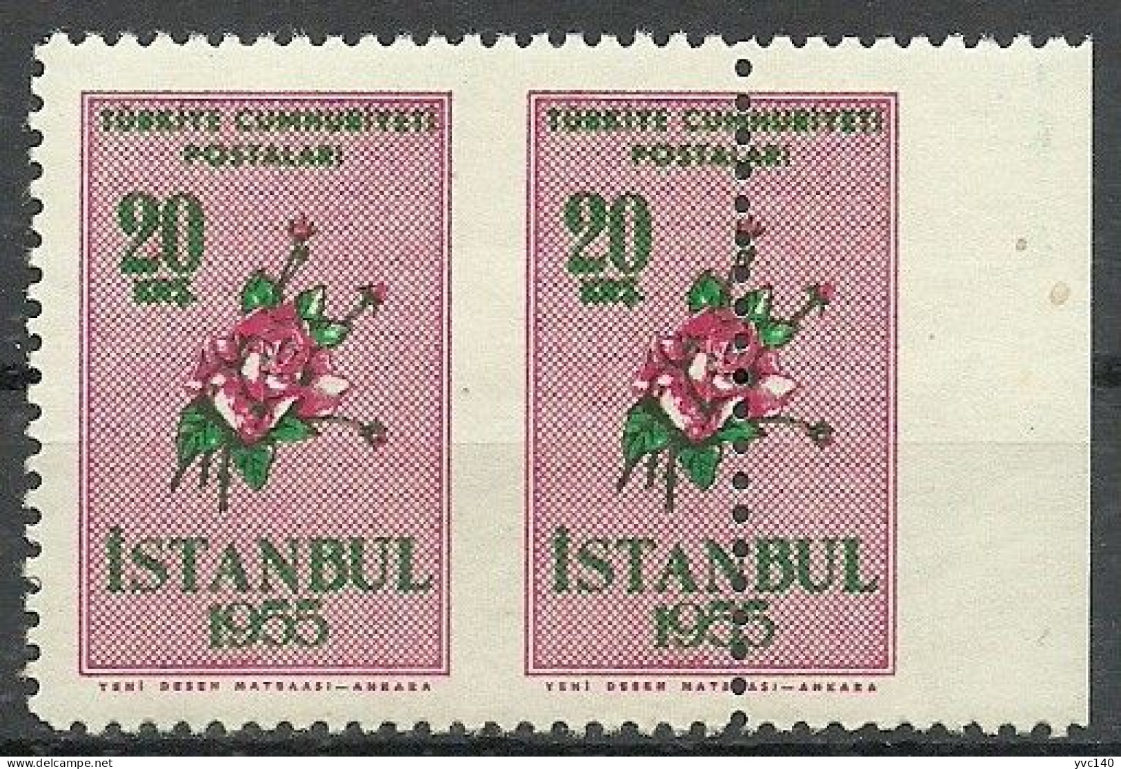 Turkey; 1955 Istanbul Spring And Flower Festivity 20 K. ERROR "Shifted Perf." - Ongebruikt