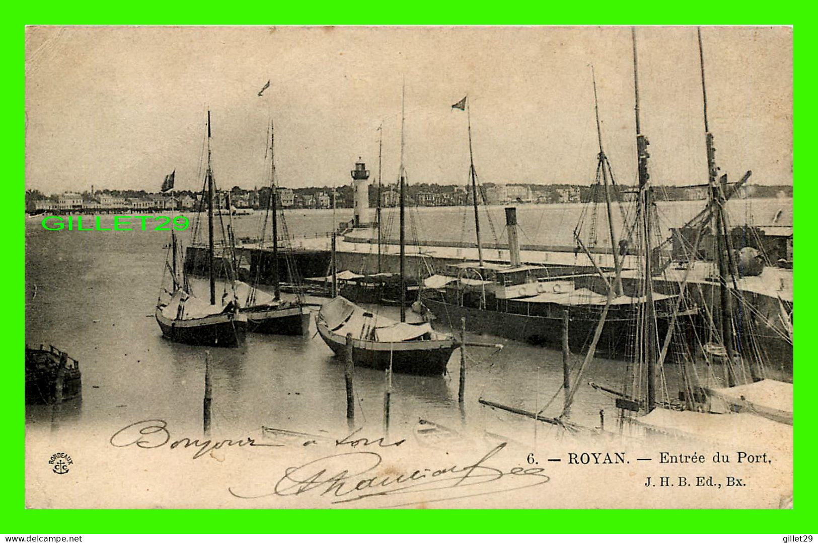 SHIP, BATEAUX - ROYAN (17) -ENTRÉE DU PORT - ANIMÉE DE BATEAUX - J.H.B. ED. - CIRCULÉE EN 1903 - - Koopvaardij