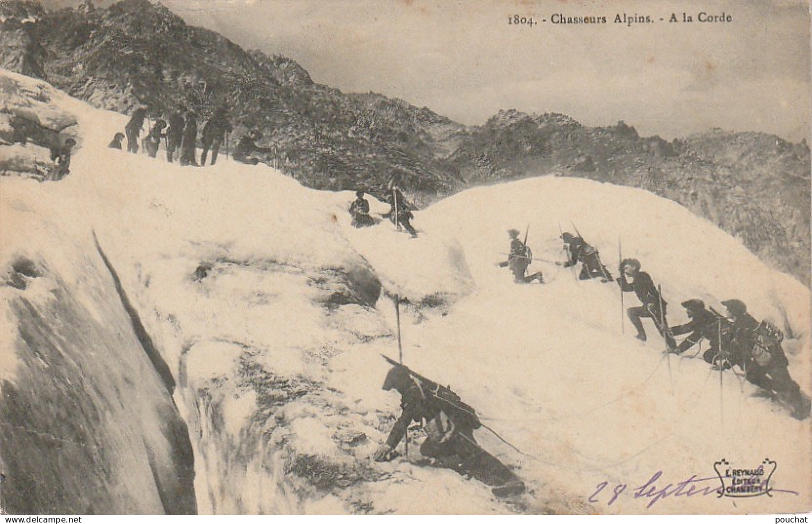 QU 19- CHASSEURS ALPINS - A LA CORDE - EDIT REYNAUD , CHAMBERY - 2 SCANS - Regiments