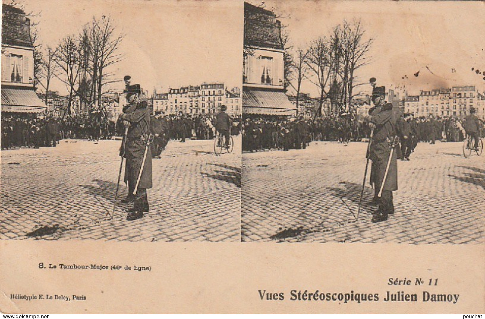 QU 19- LE TAMBOUR MAJOR ( 46e DE LIGNE ) - VUE STEREOSCOPIQUE JULIEN DAMOY - 2 SCANS - Regiments