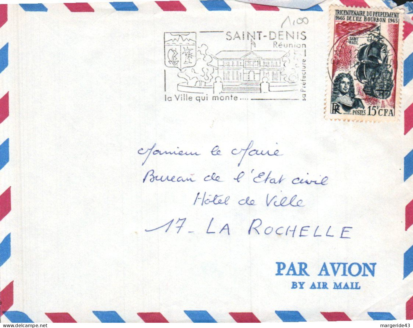 REUNION LETTRE DE SAINT DENIS POUR LA METROPOLE 1965 - Briefe U. Dokumente