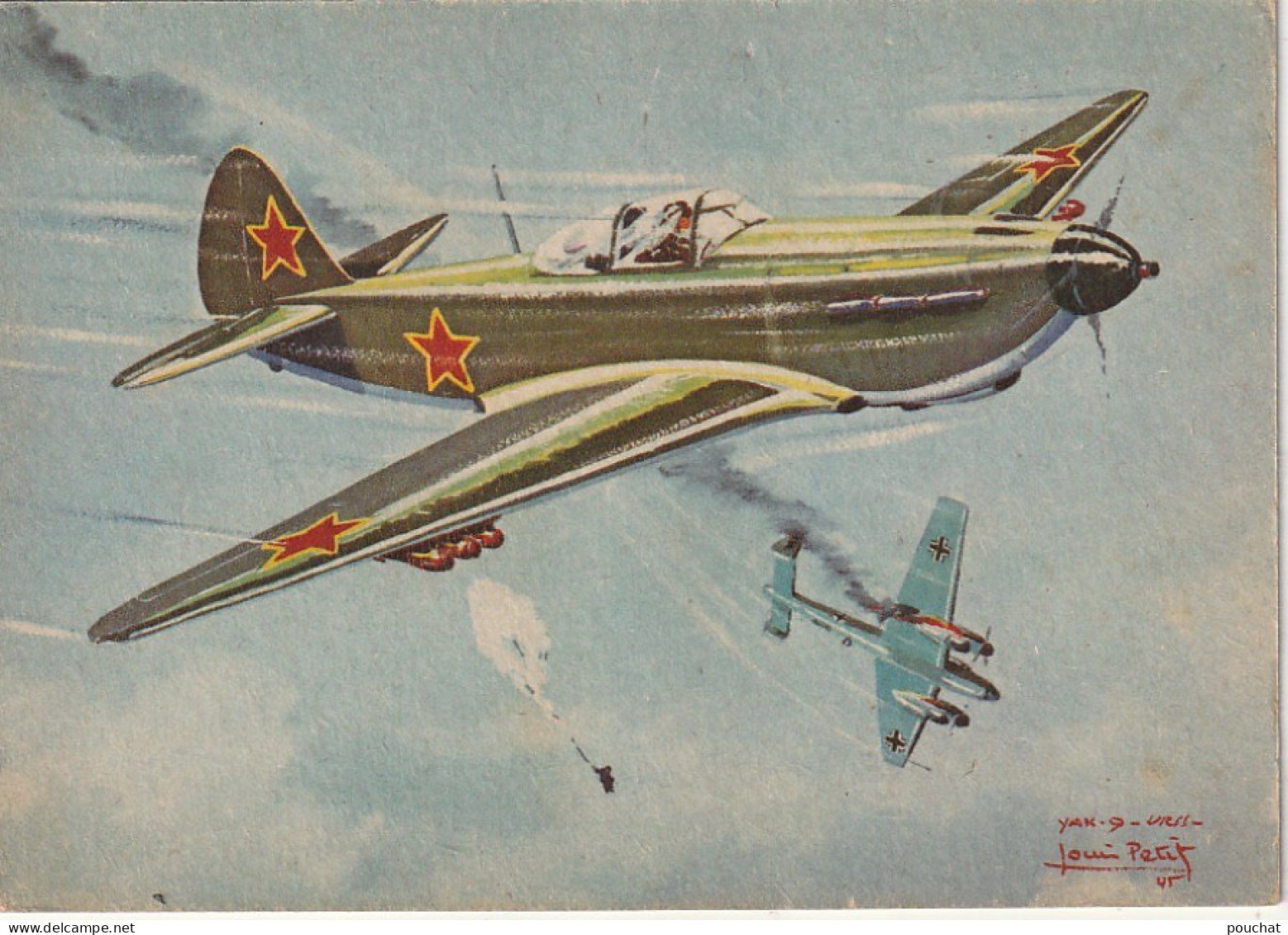 QU 21- COLLECTION DES AVIONS ALLIES - " YAK 9 " ( U.R.S.S ) - ILLUSTRATEUR PETIT- CARTE PUBLICITAIRE ASPIRINE  - 1939-1945: 2ème Guerre