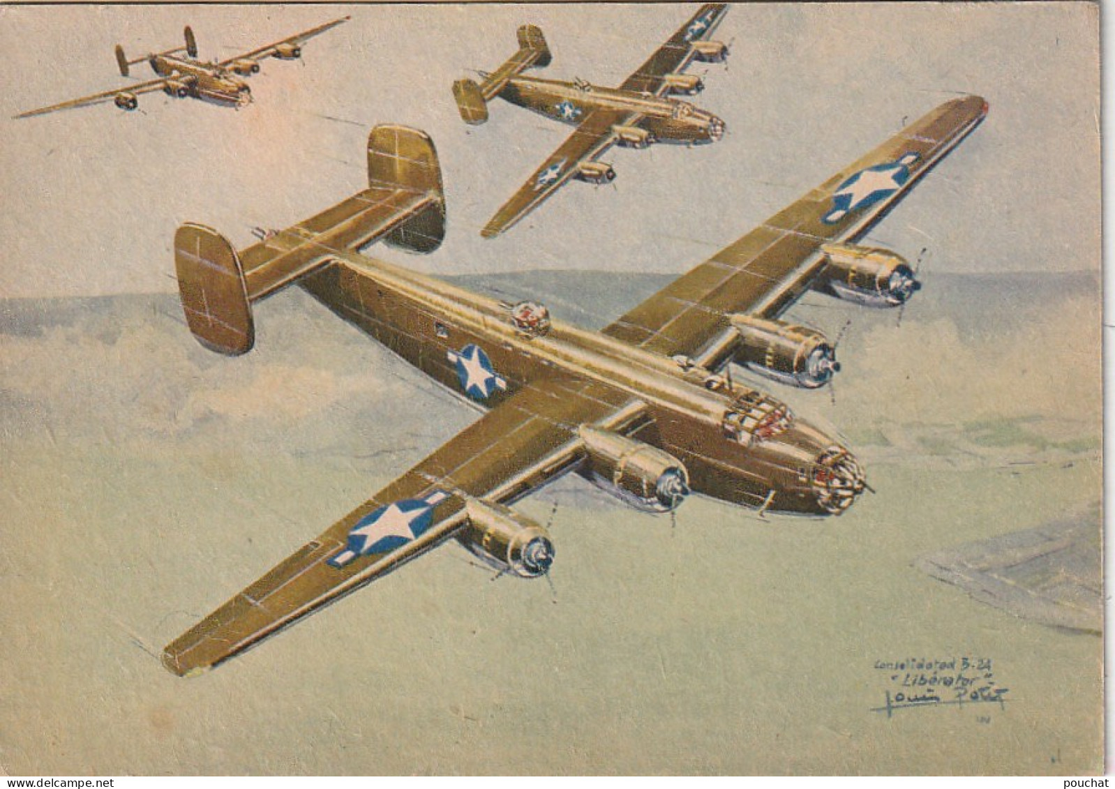 QU 21- COLLECTION DES AVIONS ALLIES - CONSOLIDATED B 24 " LBERATOR " (E.U) - ILLUSTRATEUR PETIT - CARTE PUB ASPIRINE  - 1939-1945: 2nd War