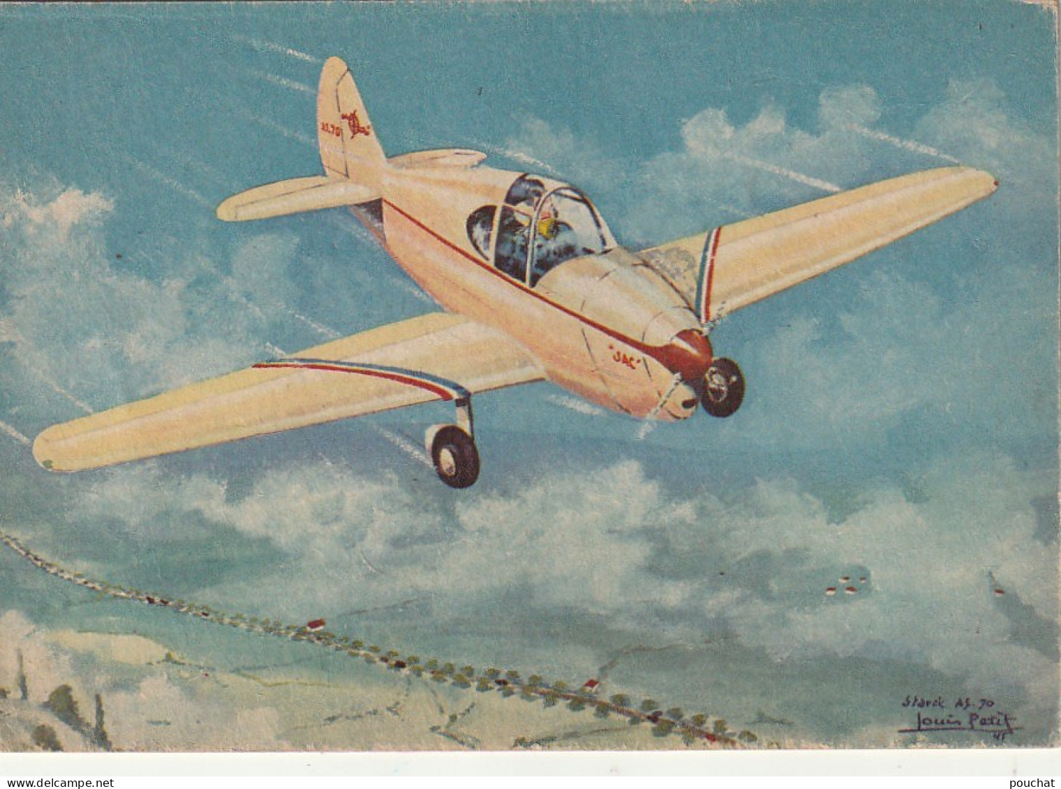 QU 22- COLLECTION DES AVIONS FRANCAIS - STARCK AS 70 " JAC" - ILLUSTRATEUR PETIT - CARTE PUBLICITAIRE ASPIRINE - 1946-....: Ere Moderne