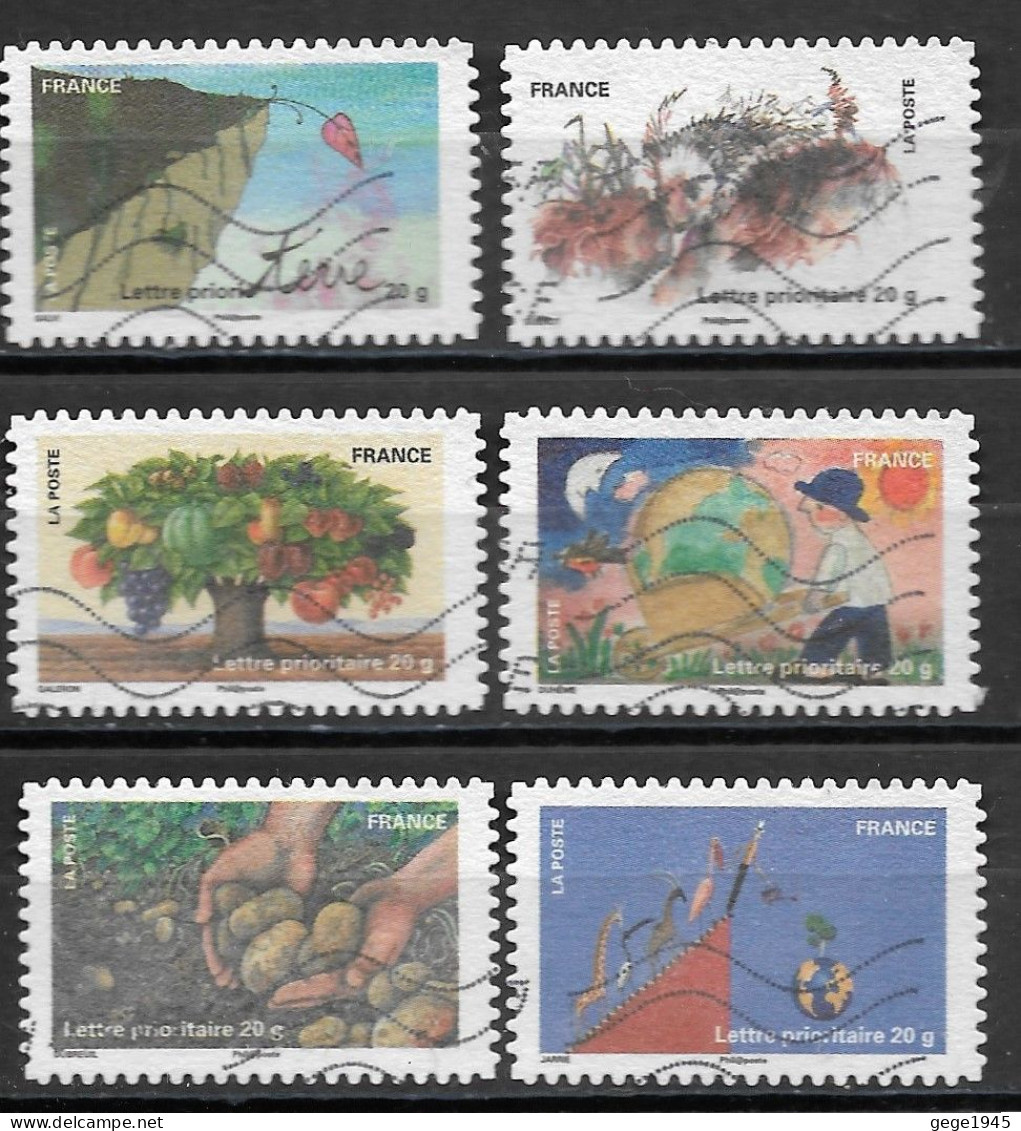 France  2011  Obitéré  Autoadhésif  N° 527 - 528 - 530 - 531 - 533 - 534 -   Fête Du Timbre  "  Fête De Le Terre  " - Used Stamps