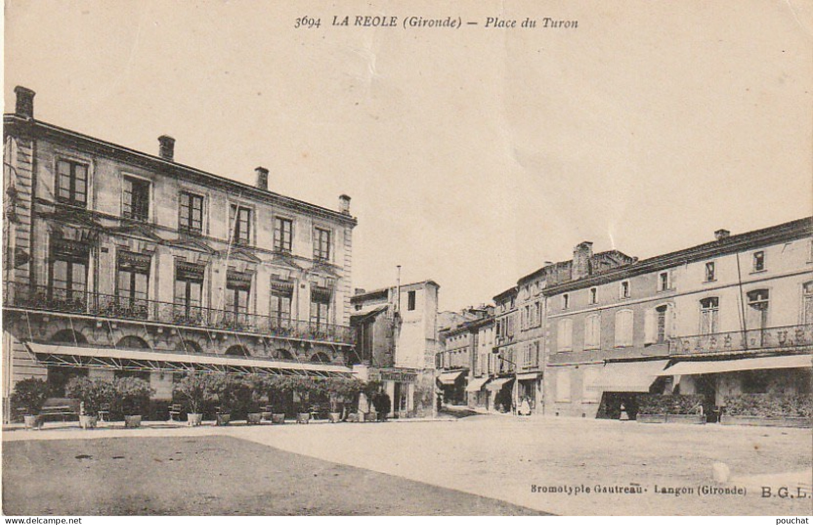 QU 23-(33) LA REOLE - PLACE DU TURON - CAFE DU TURON - 2 SCANS - La Réole