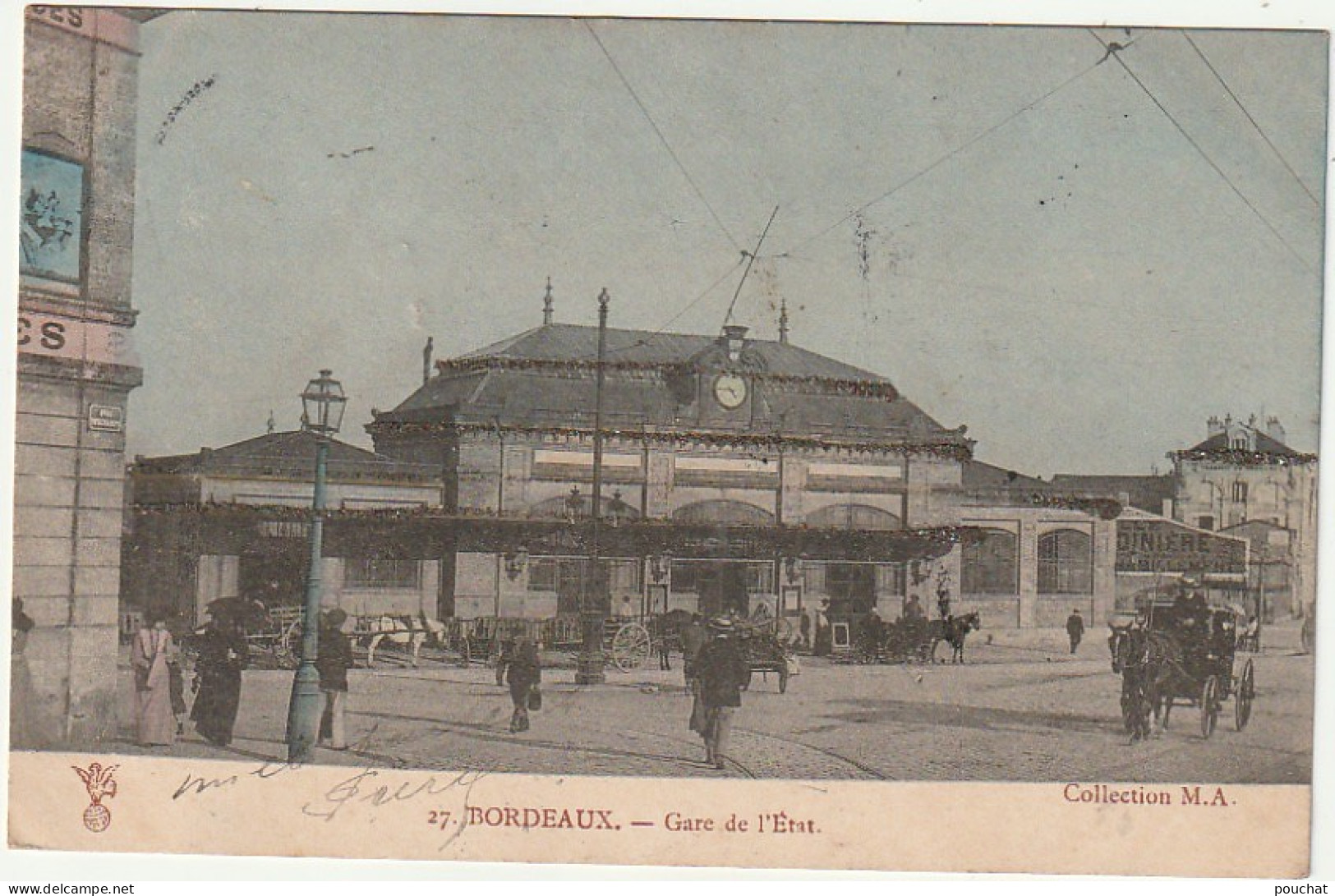 QU 23-(33) BORDEAUX - GARE DE L' ETAT - CARTE COLORISEE AVEC BRILLANTS - ANIMATION  - 2 SCANS - Bordeaux