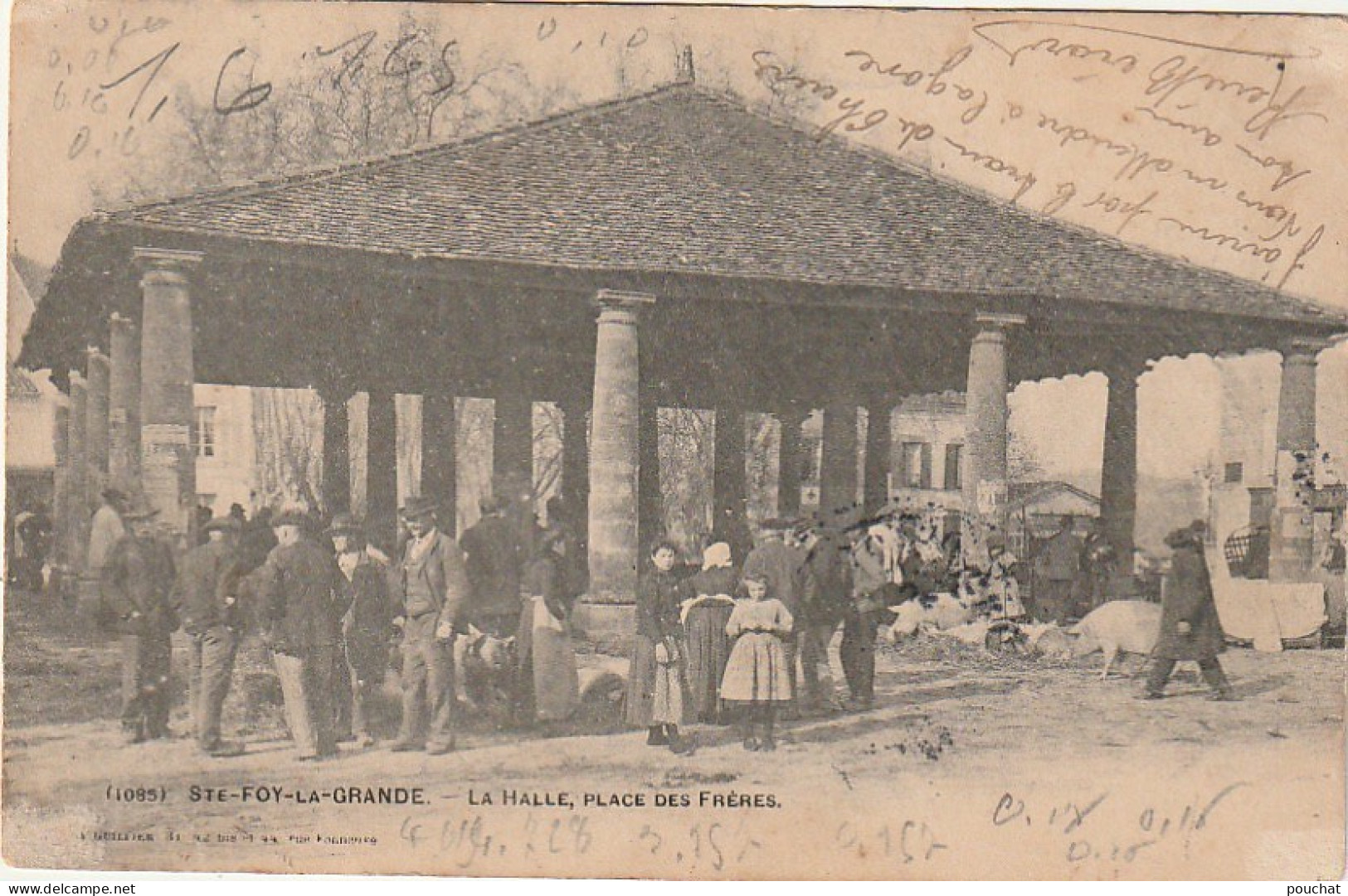 QU 23-(33) SAINTE FOY LA GRANDE - LA HALLE , PLACE DES FRERES - JOUR DE MARCHE - ANIMATION- 2 SCANS - Autres & Non Classés