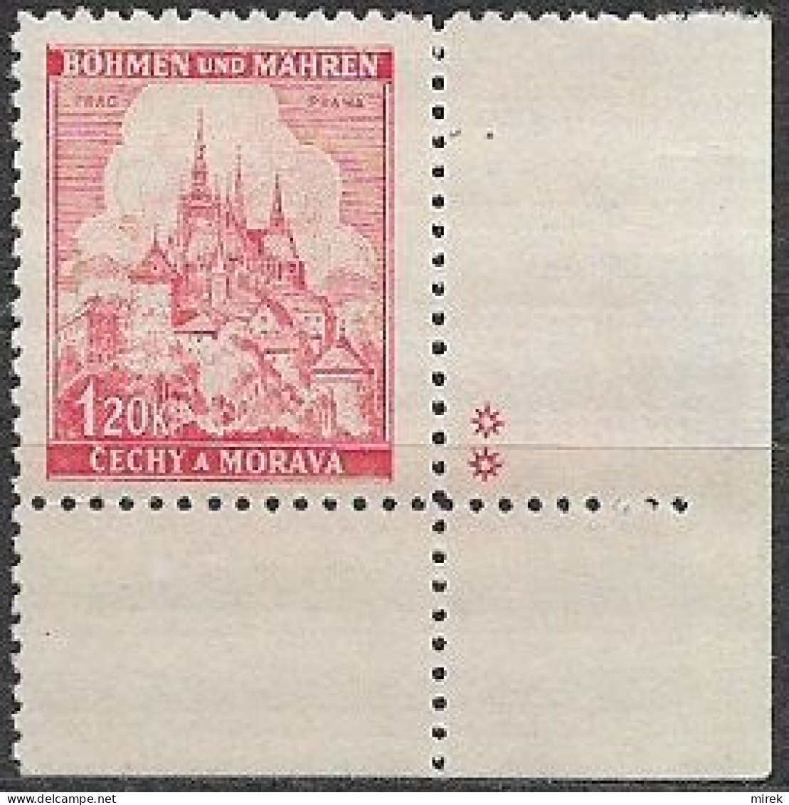 070/ Pof. 57, Corner Stamp, Plate Mark ** - Ungebraucht