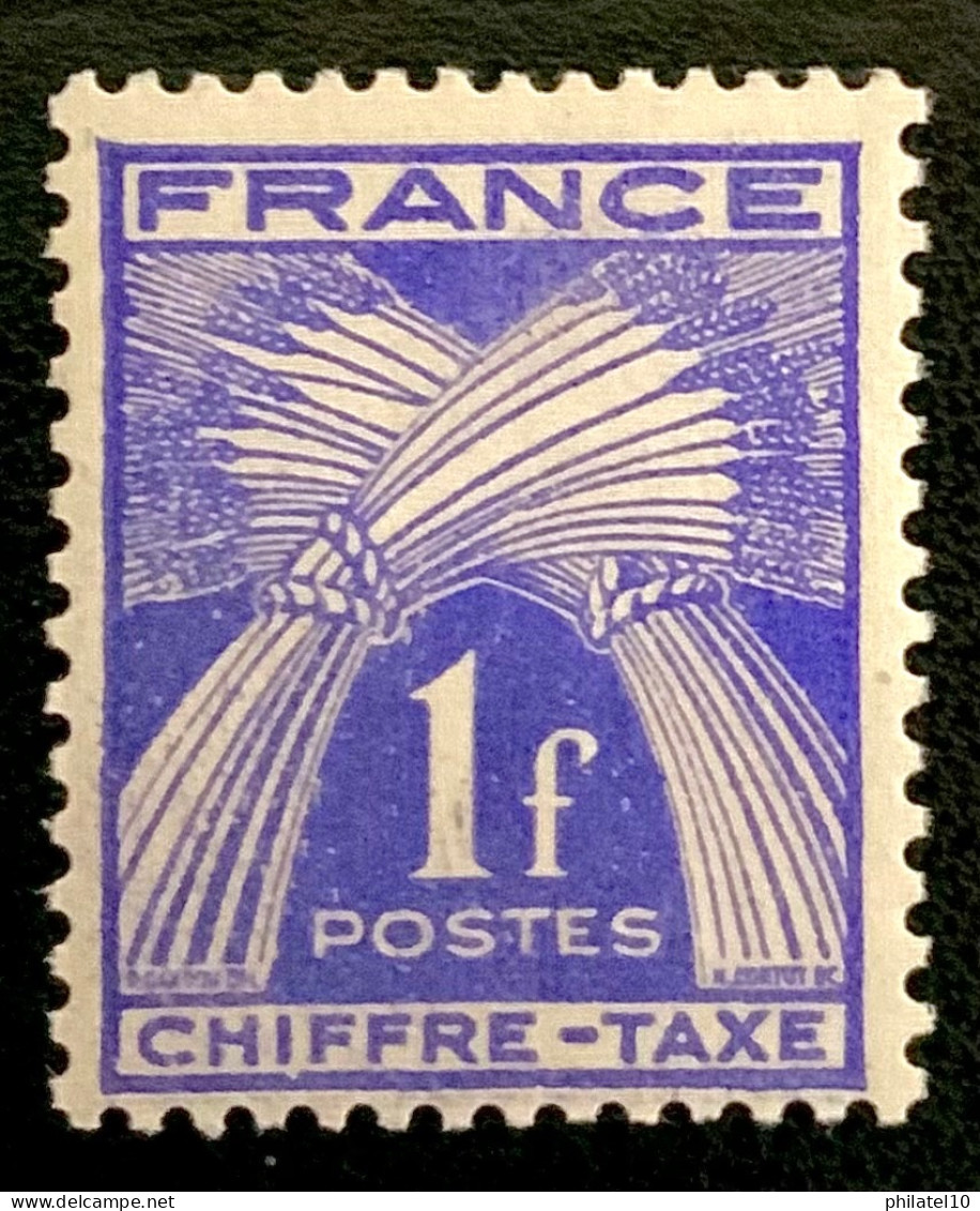 1943 FRANCE N 70 CHIFFRE TAXE 1f TYPE GERBES DE BLÉ - NEUF** - 1859-1959 Postfris