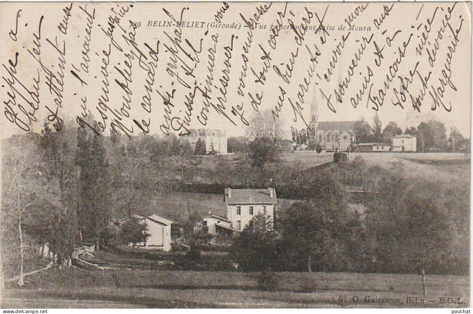 QU 25-(33) BELIN BELIET - VUE PANORAMIQUE PRISE DE MOURA - 2 SCANS - Autres & Non Classés