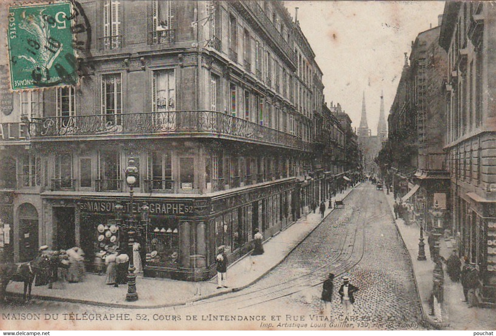 QU 25-(33) BORDEAUX - MAISON DU TELEGRAPHE , COURS DE L' INTENDANCE ET RUE VITAL CARLES - 2 SCANS - Bordeaux