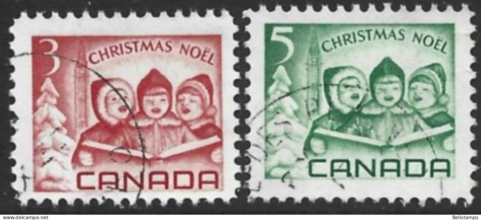 Canada 1967. Scott #476-7 (U) Christmas, Singing Children And Peace Tower, Ottawa  *Complete Set* - Used Stamps