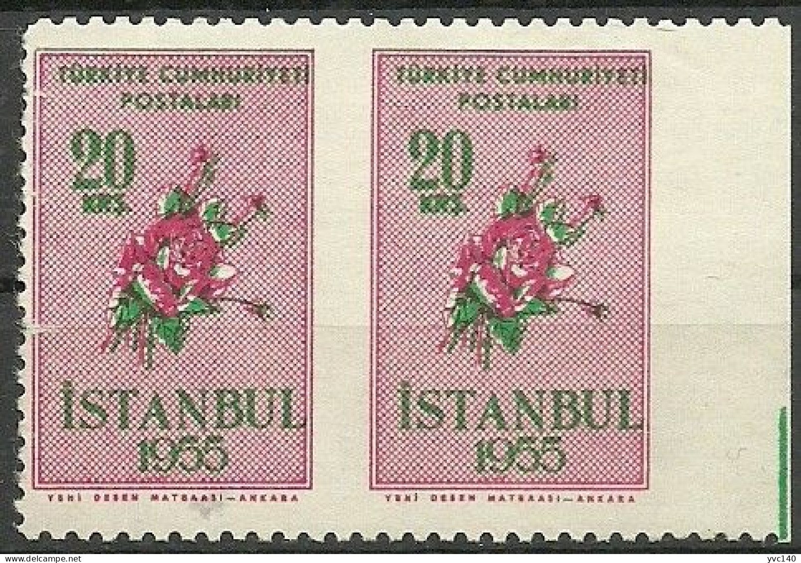 Turkey; 1955 Istanbul Spring And Flower Festivity 20 K. ERROR "Partially Imperf." - Ungebraucht
