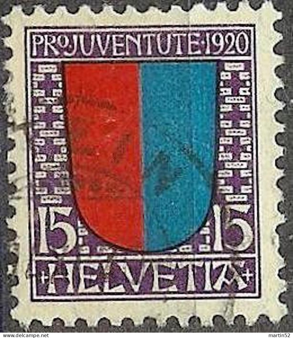 Schweiz Suisse Pro Juventute 1920: Wappen Ticino Zu WI17 Mi 155 Yv 178 Mit Voll-⊙ STEIN 14.XII.20 (Zu CHF 10.00) - Usados
