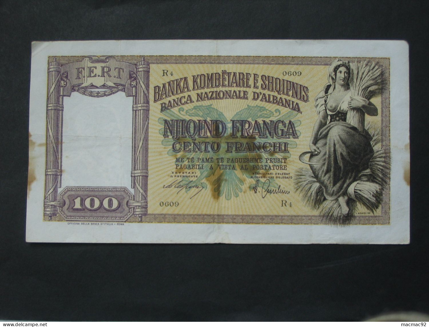 ALBANIE - 100 Njiqind Franga 1939 (date Non Marqué) - Banca Nazionale D'Albania   **** EN ACHAT IMMEDIAT **** - Albanien