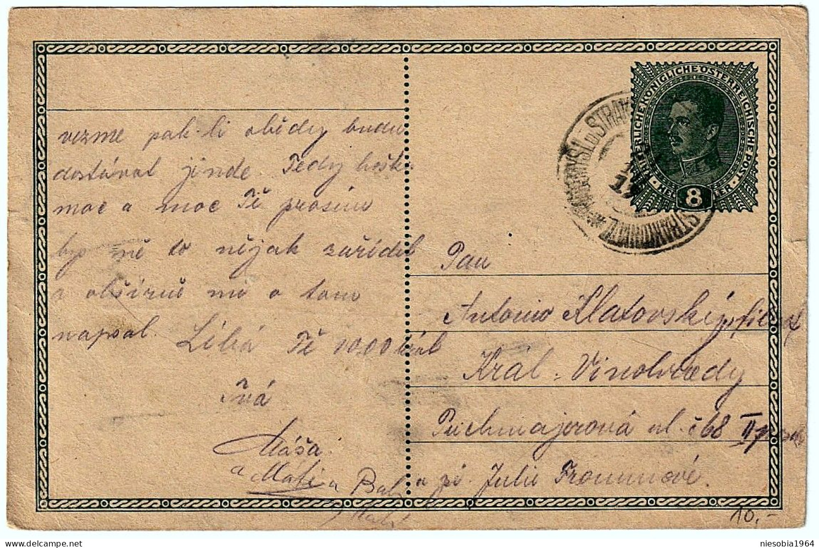 Imperial Austrian 8 Heller Postcard  21.10.1917 The Great War Period   Corespondenz-Karte - Cartes Postales