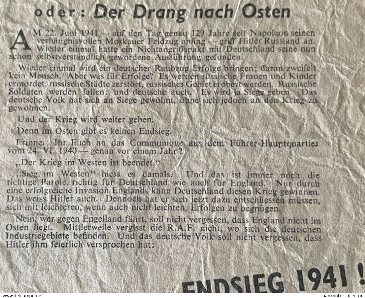 Deutschland, Germany - Flugblatt über Deutschland -  Englands Antwort - 1941 ! - 1939-45